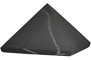 Shungite World Authentic Shungite Pyramid from Real Shungite Stones Shungite Crystal Pyramid Home Protection Room Decor Office Desk Decor Authentic Crystals Black Pyramid (Unpolished, 60 mm / 2.36")
