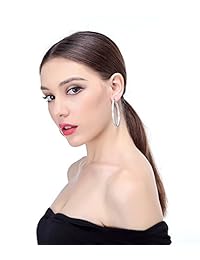 Aretes de argolla grandes Jstyle con estrás, perforados, de acero inoxidable, para mujer
