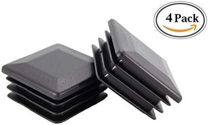 2" Black Square Tubing for Tough High Premium Quality Synthetic Rubber Rugged Plugs by 2 Inch Cap Cover Tube Chair Glide Insert Finishing Plug(Not Plastic) - 2"x2" 4 Pack