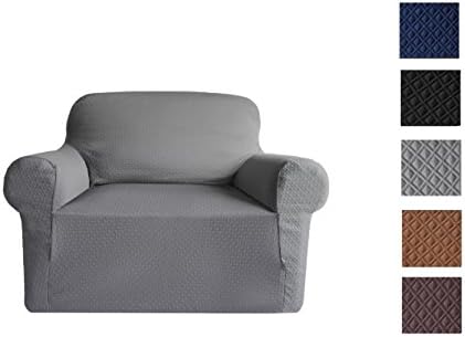 YOKAT Sofa Covers Diamond Pattern Polyester Spandex Fabric Slipcover With Elastic Band (Chair, Gray)