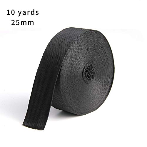 KINMINGZHU 1 Inch Wide 10 Yards Black Nylon Heavy Duty Webbing Strap，Polypropylene Heavy Straps for Bags, Hammocks, Outdoor Climbing and DIY Making Luggage Strap, Pet Collar, Backpack Repairing - Thumbnail 6