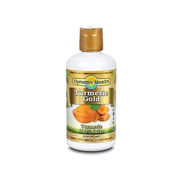 Dynamic Health Turmeric Gold, 100% Juice, Turmeric Supplement, No Additives, Joint Support, Antioxidant, Inflammation, Vegan, Gluten Free, Non-GMO, 32 Fl Oz