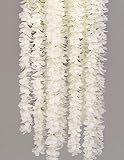 Flojery 3.28 Feet Artificial Wisteria Vine Silk Flower String Fake Hanging Garland For Wedding Party Garden Wall Decor(Pack of 10,White)