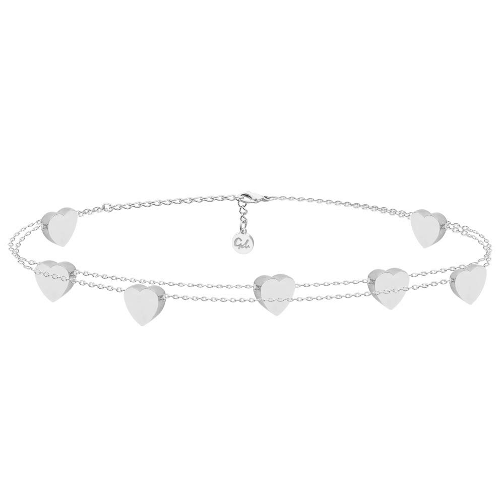 GD GOOD.designs EST. 2015 Heart Bracelet in Silver for Ladies I Maid of Honour Bracelet with Filigree Hearts - Adjustable I Heart Friendship Bracelet