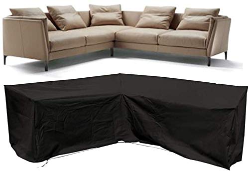 ERL Patio Sofa Cover, Corner Sofa Cover, Patio Garden Furniture Cover, Waterproof Water Resistant Sofa Cover (V-Shape 215cm (85"))
