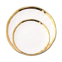 Purzest Dinner plate, Salad Plate 2 Piece Place Setting Gold/White