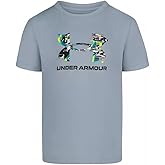 Under Armour Boys' Short Sleeve Logo Graphic T-Shirt, Lightweight & Breathable, Relaxed Fit, Harbor Blue Glitch, 5