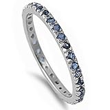 Stackable Simulated Sapphire Cubic Zirconia Eternityband .925 Sterling Silver Ring Sizes 2-12