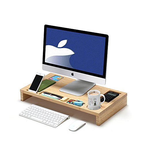 Buy Finnhomy Bamboo Computer Monitor Riser Stand with Portable Compact