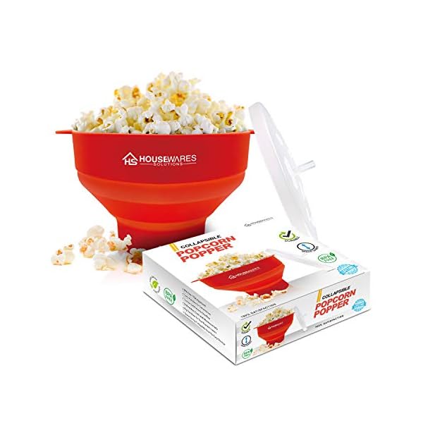 Collapsible-Silicone-Microwave-Hot-Air-Popcorn-Popper-Bowl-with-Lid-and-Handles-Red Collapsible Silicone Microwave Hot Air Popcorn Popper Bowl With Lid and Handles (Red)