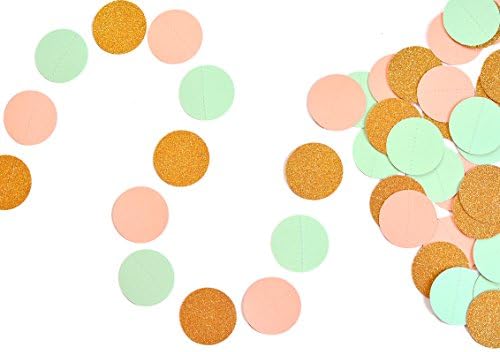 Mint, Peach and Glittery Gold Premium Garland 2 PACK!