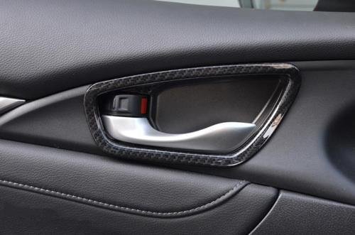 Xotic Tech Carbon Fiber Pattern Inner Door Handle Bowl Cover For Honda Civic 10th 2016 2017 - Thumbnail 5
