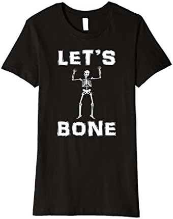 Womens Lets Bone Skeleton Cute Funny Halloween Party T Shirt Skull XL Black