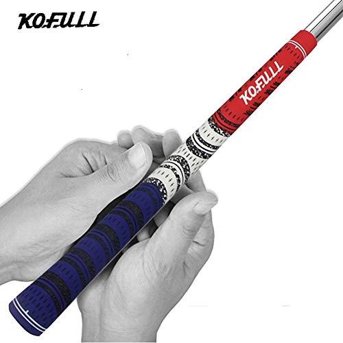 Kofull Multi Soft Rubber Compound Golf Grips for Golf Club, Set of 13, Unique Red/White/Blue Mixed Standard Size, Strong Anti-Slip