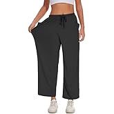 Choosefree Women's Slacks Wide Leg Pants Comfy Lounge Pajama Harem Sweatpants Elastic Waist Drawstring with Pockets