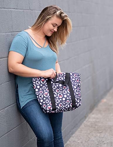 Disney Tote Mickey & Minnie Mouse Icon Polka Dot Print Travel Bag Black 7 Disney Tote Mickey & Minnie Mouse Icon Polka Dot Print Travel Bag Black