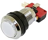 Arcade Game Silver Plated Illuminated Pushbutton (White)
