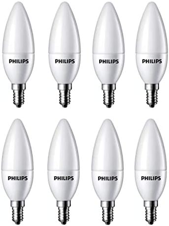 Philips 4-Watt 400-lumen Frosted Candle E14 Base (Cool White, Pack of 12) - Decorative, Ambience for Chandeliers, Wall Lights, Desk Lamps, Floor Lamps