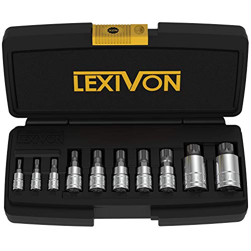 Lexivon XZN Spline Bit Set, Premium S2 Alloy Steel, 10 Piece European M4 - M18 Set, Improved Storage Case (LX-145)