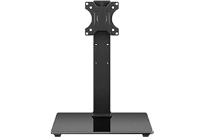 WKWKER Universal TV Stand for 13-32inch LED LCD TV - Table Top TV Stand with 45 Degree Height Adjustable Swivel Mount with Tempered Glass Base - Max VESA 100x100mm