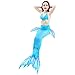 GALLDEALS 3pcs Swimmable Mermaid Tail for Kids Girls Princess Bikini Set Swimsuit Swimwear (No Monofin) (140cm(9-10Y), Turquoise Blue)
