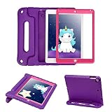 HDE Case for iPad 9.7-inch 2018 / 2017 Kids Shockproof Bumper Hard Cover Handle Stand w/ Built in Screen Protector for New Apple Education iPad 9.7 Inch (6th Gen) / 5th Generation iPad 9.7 Purple Pink