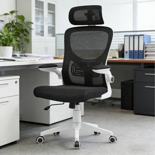Silla de Oficina con Soporte Lumbar,Silla De Escritorio Ergonómica con Altura Ajustable,con Función de Bloqueo de Inclinación,Silla Ergonomica con Reposacabezas Ajustable,Respaldo Alto,con Ruedas