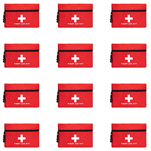 Jipemtra First Aid Bag Tote Empty Small Red First Aid Kit Bag Outdoor Travel Rescue Pouch First Responder Storage Bag Pocket Container for Car Home Office Sport Outdoors (Red 6.3x4.3 12PCS) — image 1