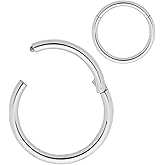 365 Sleepers 316L Surgical Steel Hypoallergenic Nose Rings 20G 18G 16G 14G 12G 10G 8G 6G 4G 2G Septum Jewelry Hinged Segment Ring Body Piercing Hoop Lip Rings Helix Cartilage Rook Earrings
