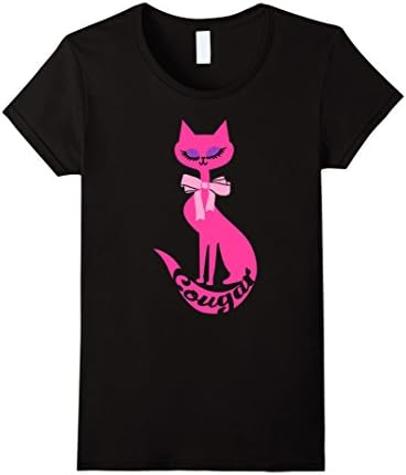 Women's Cougar Vintage Style Hot Pink Sexy Kitty Dating T-Shirt XL Black