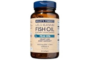 Wiley's Finest Wild Alaskan Fish Oil Peak EPA - Triple Strength Peak EPA & DHA Supplement - 1000mg Fish Oil - Omega-3s for Joint Health Support - 90 Softgels (90 Servings)