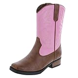 SmartFit Girls' Pink Tan Girls' Square Toe Western Boot 3 Regular