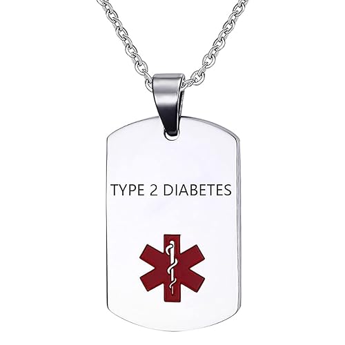 NanMuc Medical ID TYPE2 Diabetes Necklace Pendant for Men Women