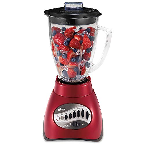 Oster 6844 6-Cup Glass Jar 12-Speed Blender, Metallic Red in