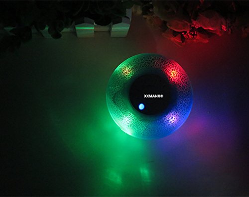 XmanxNew Mini Water Resistant Wireless Shower Speaker, X10 HD Water Proof Bluetooth 3.0 Speaker, Handsfree Portable Speakerphone with Built-in Mic With LED Colorful Lights(Blue)
