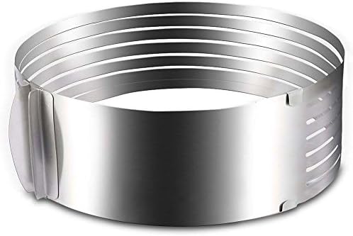Stainless Adjustable Steel Mousse Mould Layer Cake Slicer Kit (Silver)