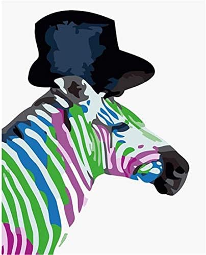 MONICA DIY oil painting kit, paint by numbers kit for kids and adults - Zebra 16x20 inches (Without frame)
