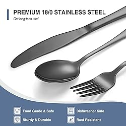 48-Piece Black Silverware Set with Steak