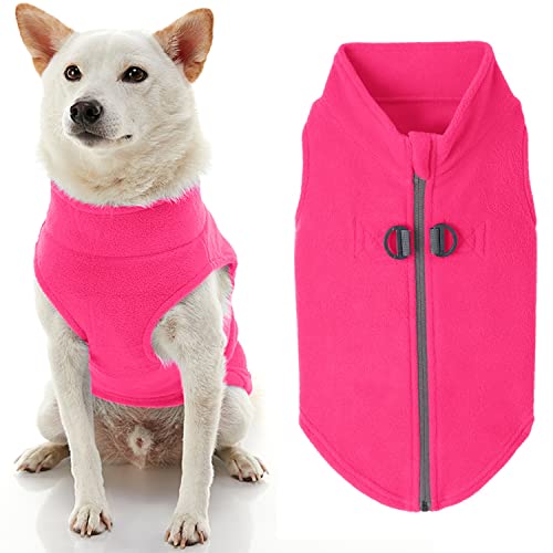 Gooby Zip-Up Fleece Dog Sweater, Pink, Medium