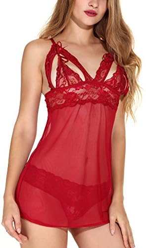 Eroslife Women Babydoll Lingerie Sleepwear Lace Open Up Bra Chemises Outfit