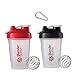 Blender Bottle 2 Pack with Stainless Steel Wire Whisk Ball and Carabiner - Two 20 Ounce Shaker Bottles with Carabiner - Colors Vary