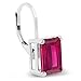 Sterling Silver Created Ruby Emerald Shape Drop Earrings 4.40 Carat Total Weight
