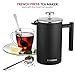 Finedine French Press Coffee Maker - (34-Oz) 18/8 Stainless Steel Double-Wall Insulated Retains Heat Longer - Triple-Screen Grounds Filter System, Sleek Matte Black, Extra Filter & Components Included