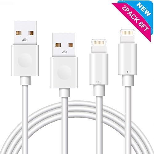 iPhone Cable Nikolable 2 Pcak 8foot Lightning Cable for iPhone X 8 8 Plus 7 7 Plus 6s Plus 6 Plus 6s 6 5s 5c 5 iPad Mini iPad Air iPod (White)