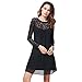 vanberfia Women's Lace Patchwork Casual Mini Chiffon Dress