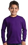 Port & Company Youth Long Sleeve Essential T-Shirt, Purple, Small