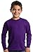 Port & Company Youth Long Sleeve Essential T-Shirt, Purple, Small