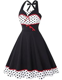 IHOT Rockabilly Vestido de cóctel para mujer, estilo vintage con lunares