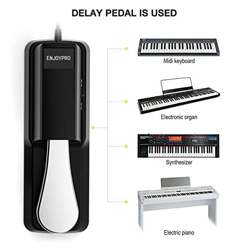 ENJOYPRO Sustain Pedal, Electronic Piano Keyboard Pedal, Universal Foot Damper Pedal with 1/4 Inch Plug