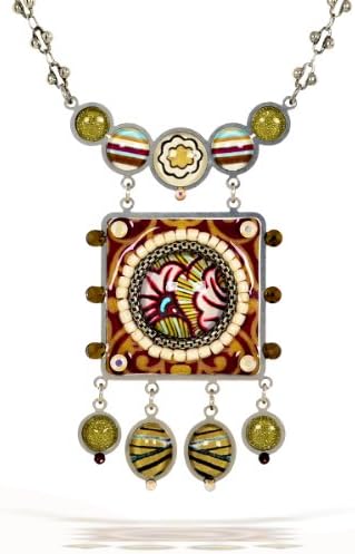 Artazia Bedouin Necklace in Gold, Burgundy and Ivory Tones N2407
